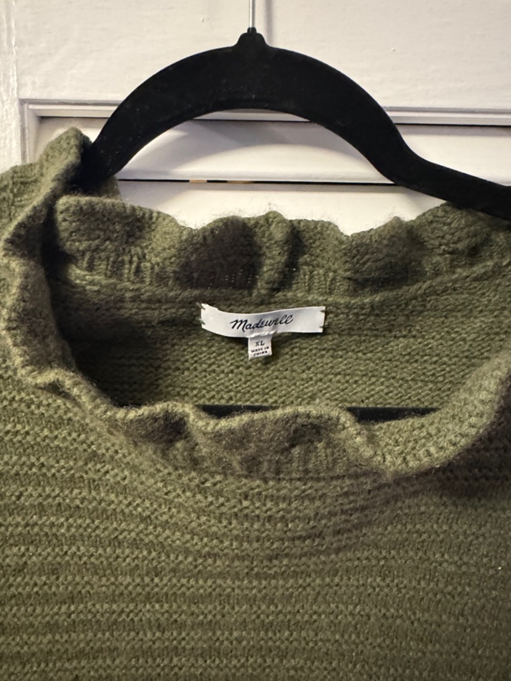 Madewell Olive Ribbed Ruffle-Neck Sweater - Picture 4 of 7